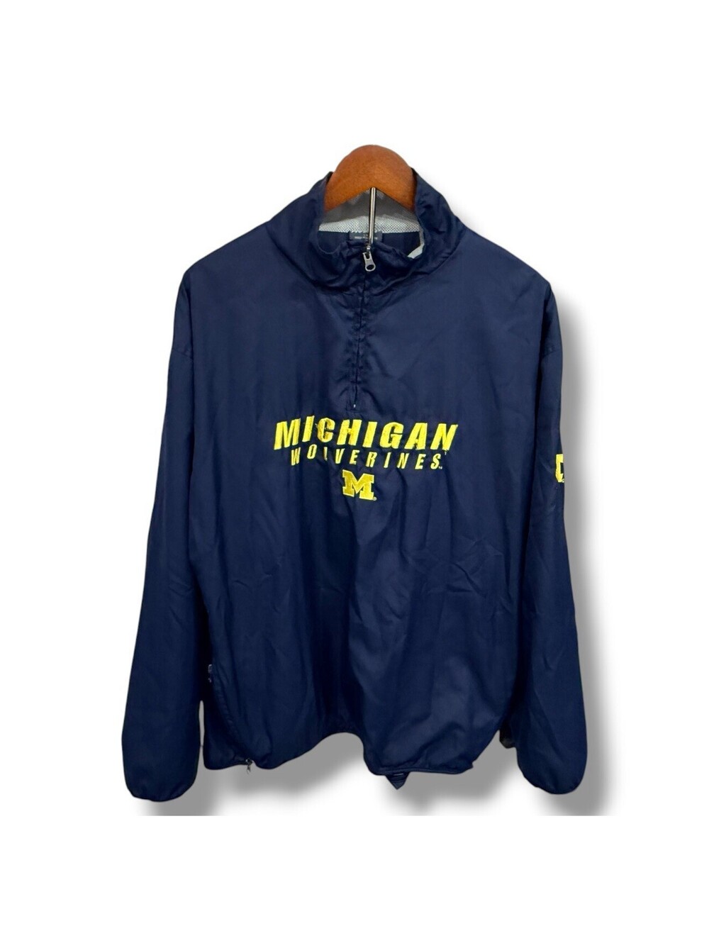 Michigan Wolverines Pullover Windbreaker Jacket Mens L Blue NCAA Pro Edge